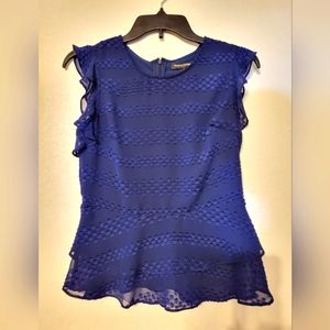 Banana Republic - Navy blue peplum blouse with ruffle sleeves, Size: 2P